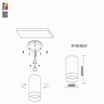 ST100.502.01 Светильник потолочный Белый GU10 1*7W IP20 D64xH99 220V Без ламп