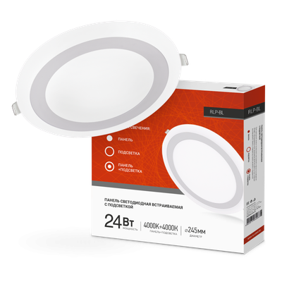 Светильник светодиодный RLP-BL 24Вт 4000К IP20 1440лм 230В 245мм круглый встраив. с подсветкой панель бел. IN HOME 4690612032986