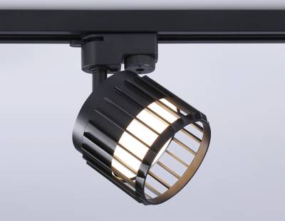 Трековый однофазный светильник со сменной лампой GL5349 BK черный GX53 D100*80
