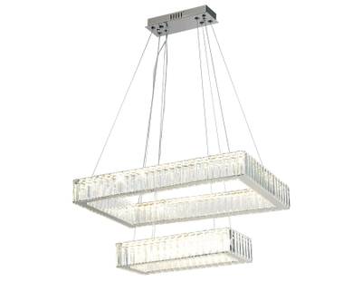 Подвесная светодиодная люстра с хрусталем TR5005/2 CH/CL хром/прозрачный 90W 3000K/4200K/6400K 600*400*950 (Без ПДУ)