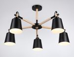 Подвесная люстра TR82211/5 BK/LW черный/светлое дерево E27/5 max 40W D780*430