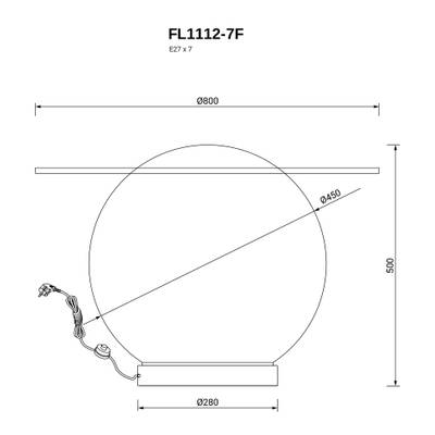 Торшер - журнальный стол Luminar FL1112-7F, E27х7