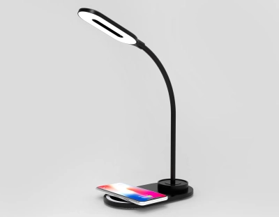 Светодиодная настольная лампа с беспроводной зарядкой DE589 BK черный LED 3000-6400K 3W