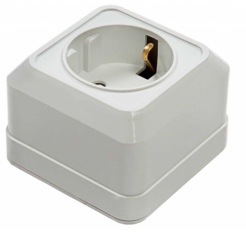 Розетка 1-м BOLLETO защ. шторки с заземл. накл. 7028х бел. ASD / IN HOME 4690612000954