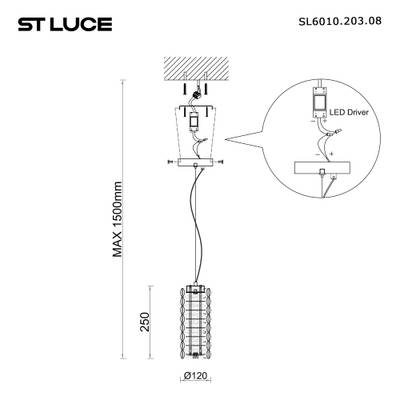 SL6010.203.08 Подвес ST-Luce Золотистый/Прозрачный LED 1*8W
