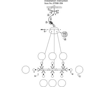 07508-20,01 Люстра Сида белый d86 h120 E14 20*10W