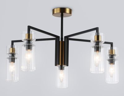 Светильник на штанге LH56113/5 BK/BS/CL черный/латунь/прозрачный E14*5 max 40W D605*350