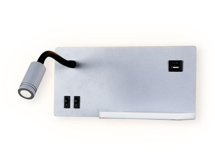 Настенный светодиодный светильник с полкой, выключателем и USB портом FW292 GR/BK серый/черный LED 4200K 5W+3W 260*150*110