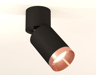 Комплект накладного поворотного светильника XM6313045 SBK/BK/PPG черный песок/черный/золото розовое полированное MR16 GU5.3(A2221, C6313, N6135)