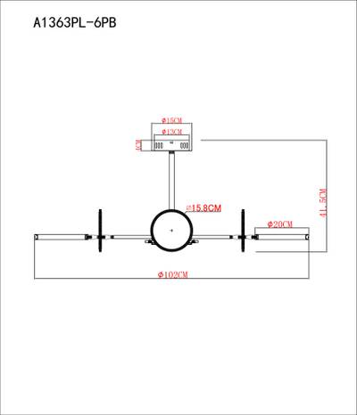 Люстра на штанге Arte Lamp SIENNA A1363PL-6PB, 1хLED