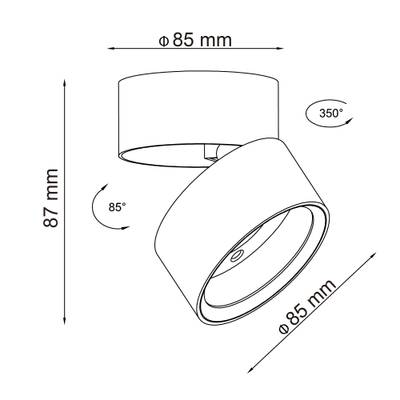 ST651.542.09 Светильник потолочный поворотный Белый LED 1*9W 4000K 720Lm Ra>90 120° IP20 D85xH87 170-240VV