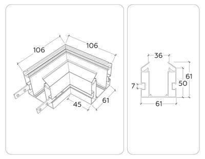Коннектор угловой для корпуса в натяжной потолок Magnetic 220V 100*100*61 GL1043 BK черный (соединители в комплекте)