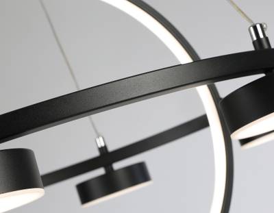 Светильник светодиодный подвесной с пультом FL51775/2+6 BK черный 3000K/4200K/6400K 58W D600/380*1200 (ПДУ ИК)