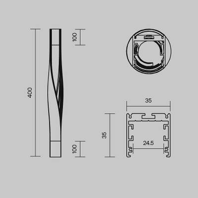 Радиусный профиль 35x35 Twist левый черный, ALM-3535R-B-TL-90°-0.4M. TM Maytoni
