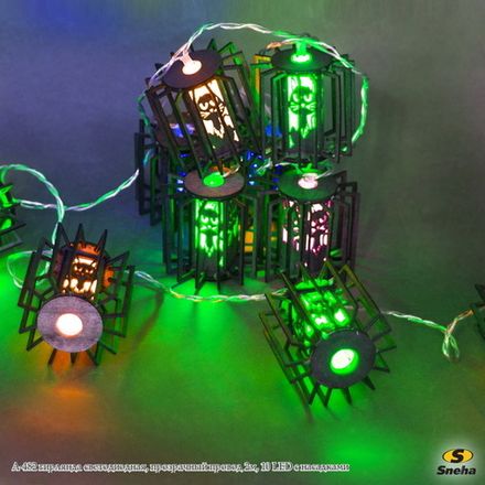A-482 гирлянда светодиодная, прозрачный провод 2м, 10 LED с насадками