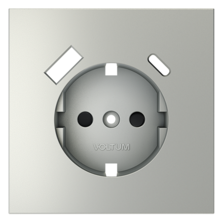 VLS001005 Накладка для розетки с заземлением и защитными шторками, с USB A+C, S70 (сталь). (ТМ Maytoni)