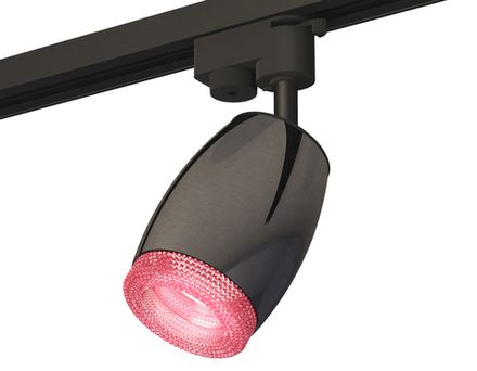 Комплект трекового однофазного светильника с композитным хрусталем XT1123006 DCH/SBK/PI черный хром/черный песок/розовый MR16 GU5.3 (A2521, C1123, N7193)