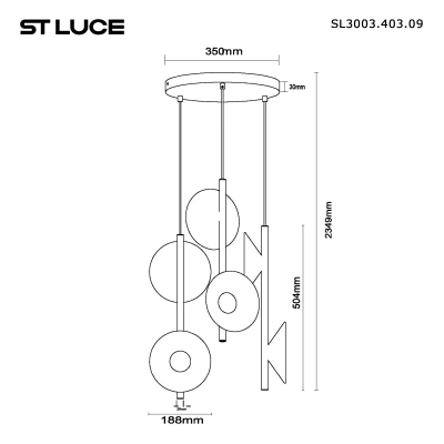 SL3003.403.09 Светильник подвесной ST-Luce Черный/Оранжевый, Черный LED 9*2W 3000K