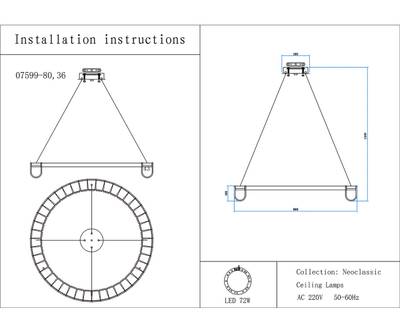 Люстра Гэлли латунь d80 h150 Led 72W (3000K)