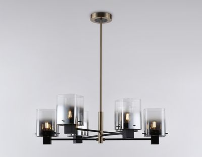 Светильник подвесной LH57041/6 BK/DBS/SM черный/темная латунь/дымчатый E14/6 max 40W D690*690