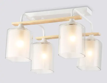 Светильник потолочный TR3033246/4 WH/WD белый/дерево E27/4 max 60W 340*340*245