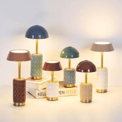 5453/8TLA L-VISION ODL_EX26 светлая бронза/бежевый/кофейный/металл/керамика Настольная лампа беспроводная LED*8W 3000K LULU