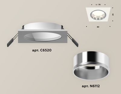 Комплект встраиваемого светильника XC6520003 SWH/PSL белый песок/серебро полированное MR16 GU5.3 (C6520, N6112)