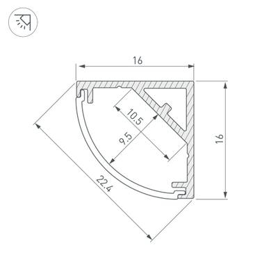 Профиль SL-KANT-H16-S10-2000 ANOD (Arlight, Алюминий)