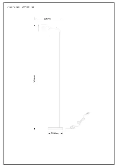 Торшер Arte Lamp SEBASTIAN A7051PN-1WH, 1хE27