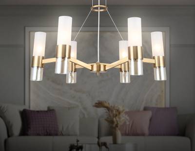 Светильник подвесной LH55114/6 BS/FR/TI латунь/белый матовый/янтарь E14*6 max 40W D650*1080