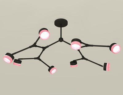 Комплект подвесного поворотного светильника с композитным хрусталем XB9060200/8 SBK/PI черный песок/розовый GX53 (C9060, N8486)