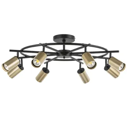 LR718408 Люстра RULLO 8х50W GU10 ЧЕРНЫЙ/ЗОЛОТО (571718+214440-8)