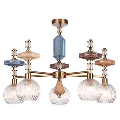 5414/5 MODERN ODL_EX26 античная бронза/терракот/синий/бежевый/коричневый/металл/керамика Люстра E14 5*40W TERRA