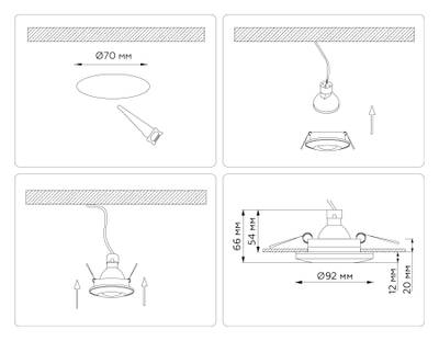 Светильник встраиваемый TN3201 BK черный GU5.3 D92*32