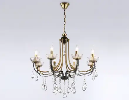 Подвесная люстра с хрусталем TR4953/8 BK/GD/CL черный/золото/прозрачный E14*8 max 40W D740*735