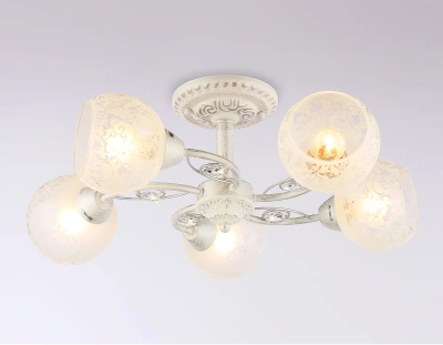 Потолочная люстра TR3062/5 WH/SL/FR белый/серебро/белый матовый E27/5 max 40W D615*245