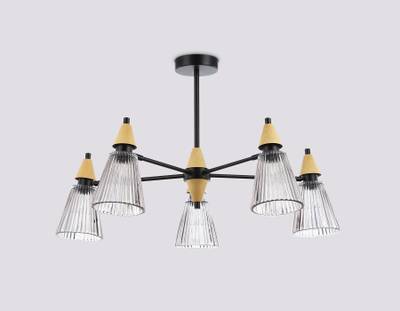 Светильник на штанге LH58114/5 BK/LW/SM черный/светлое дерево/дымчатый E14*5 max 40W D660*390