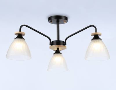 Светильник подвесной TR9564/3 BK/FR черный/белый матовый E27/3 max 40W D620*250
