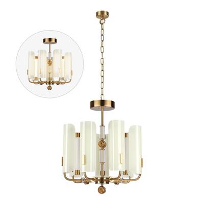 5467/35L MODERN ODL_EX26 белый/коричневый/античная бронза/металл/стекло/декор металл Люстра LED x 35W (5W*7) 3000K LION