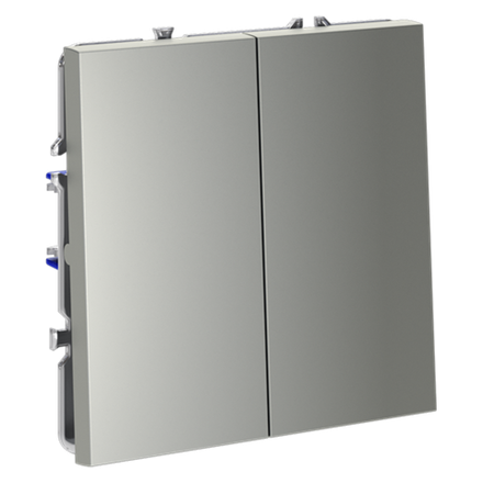 VLS020305 Проходной переключатель встраиваемый VOLTUM S70 двухклавишный 10А, (сталь) (ТМ Maytoni)