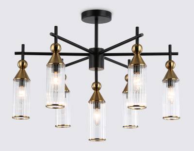 Светильник на штанге LH55257/7 BK/BS/CL черный/латунь/прозрачный E14*7 max 40W D640*520