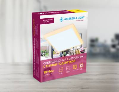 Встраиваемый cветодиодный светильник с подсветкой DCR335 18W+6W 6400K/3000K 85-265V 170*170*32 (A155*155)