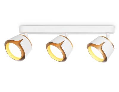 Настенно-потолочный  поворотный спот со сменной лампой  TN71235/3 WH/GD белый/золото GX53/3 380*100*147