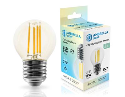 Лампа светодиодная Filament 451524 LED G45 15W E27 4000K 220-240V