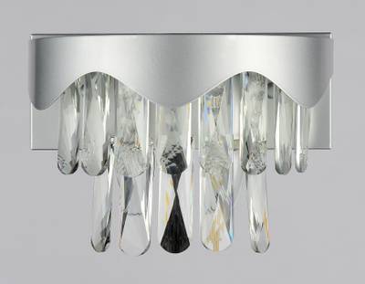 Настенный светильник с выключателем и хрусталем TR5090 SL/CL серебро/прозрачный E14/2 max 40W 260*180*150