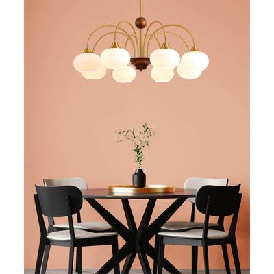 8323/5C MODERNI LN латунь/белый, металл/стекло/дерево Люстра потолочная E27 5*60W 220V LARINA