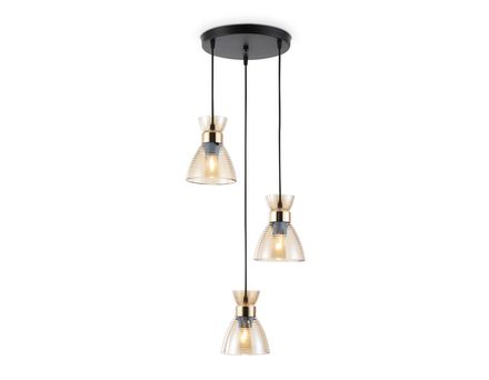 Светильник подвесной TR3405/3 BK/FGD/TI черный/золото/янтарь E27/3 max 60W D345*1000