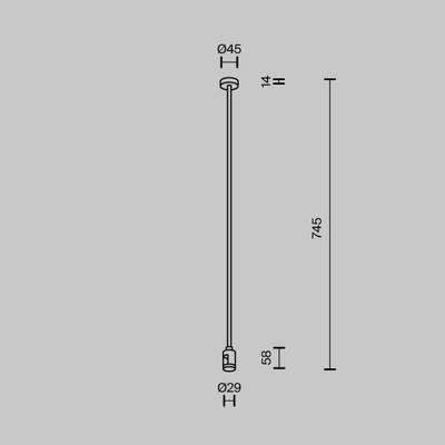 Крепление потолочное Long одинарное 700мм Flarity черный, TRA159C-S1-B. TM Maytoni