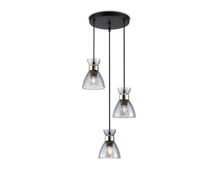 Светильник подвесной TR3408/3 BK/FGD/SM черный/золото/дымчатый E27/3 max 60W D345*1000