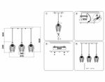 Подвесной светильник со сменной лампой TR3613/3 CH/SM хром/дымчатый E27/3 max 40W 570*140*920